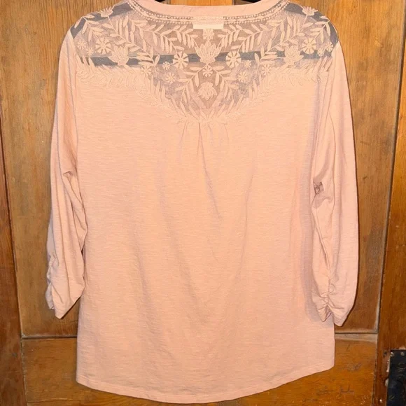 Style & Co. Women's Light Peach Lace Top - Picture 4 of 6